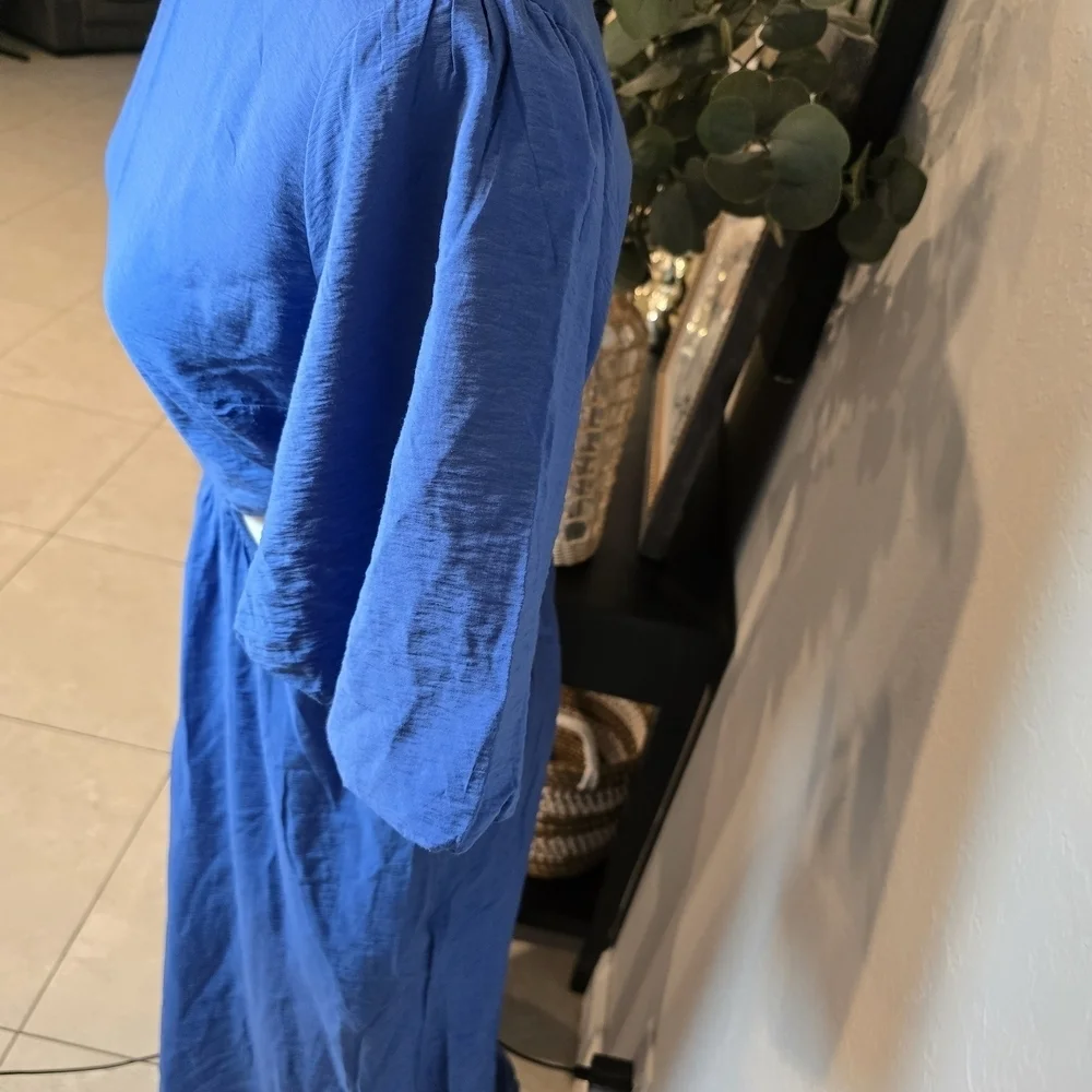 Abercrombie & Fitch Vibrant Blue Puff Sleeve Cutout Maxi Dress Size S